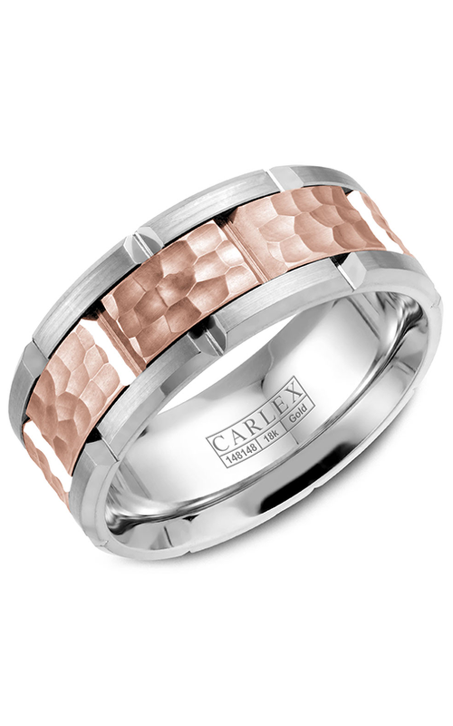14K Rose Gold and 14K White Gold Gents Wedding Band