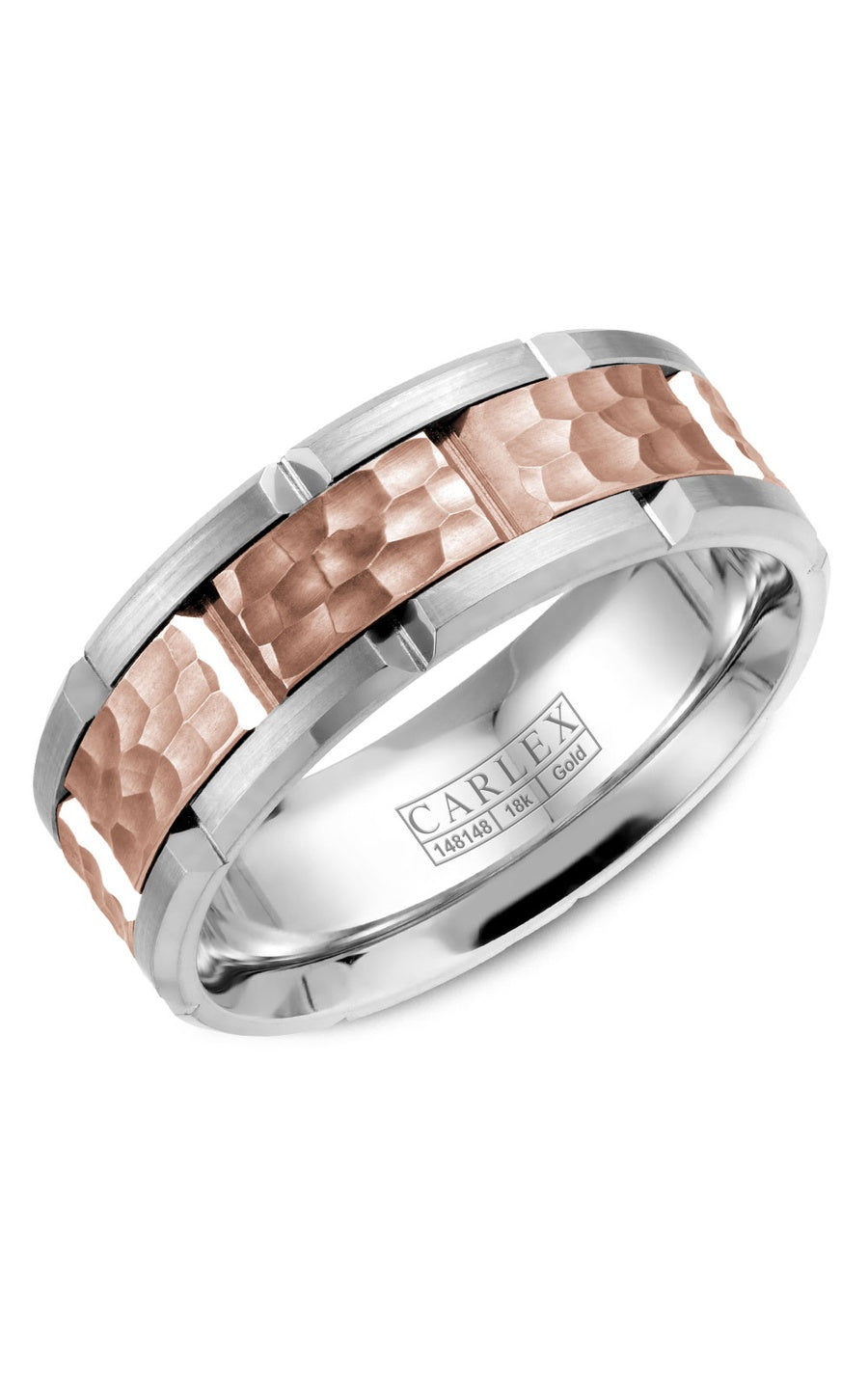 18K Yellow Gold and 18K White Gold Gents Plain Wedding Band