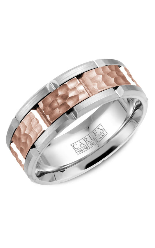 18K Yellow Gold and 18K White Gold Gents Plain Wedding Band