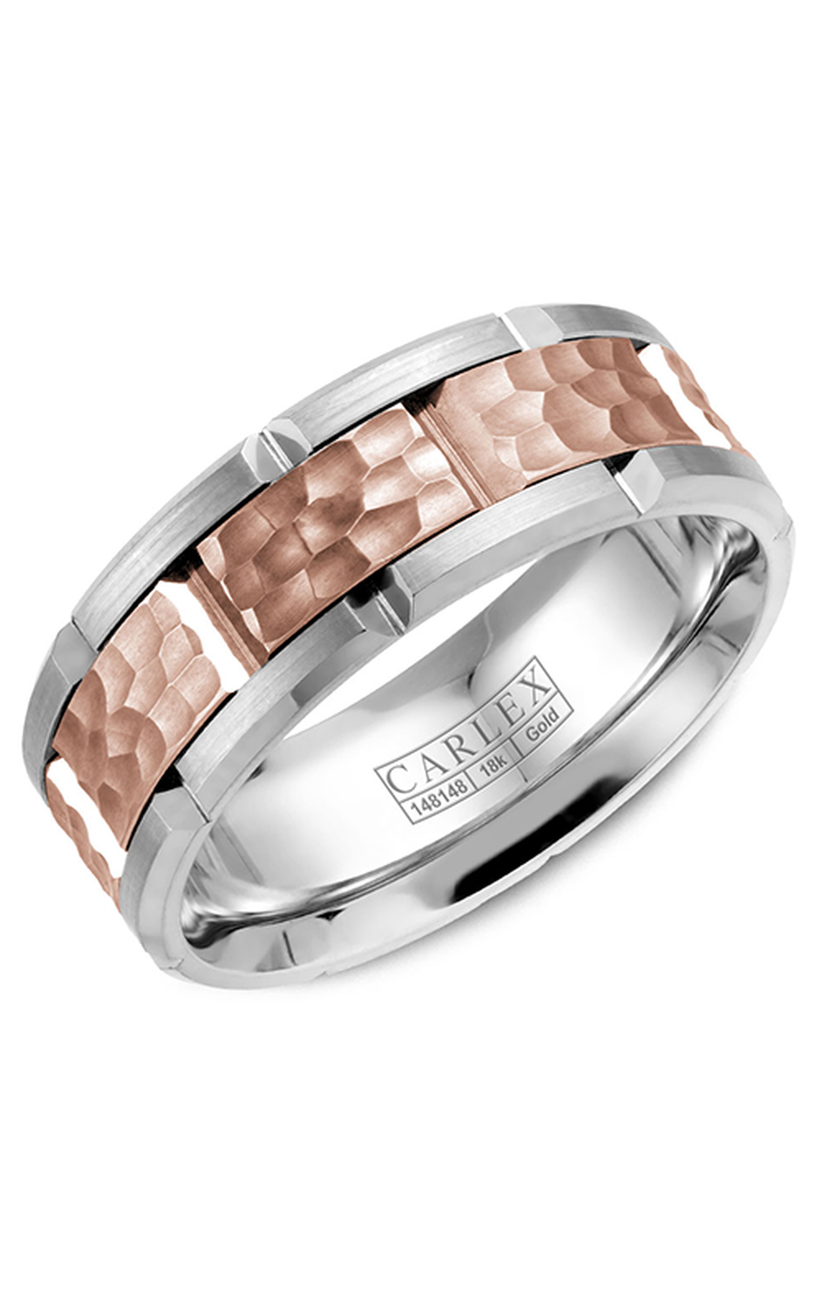18K Rose Gold and 18K White Gold Gents Wedding Band
