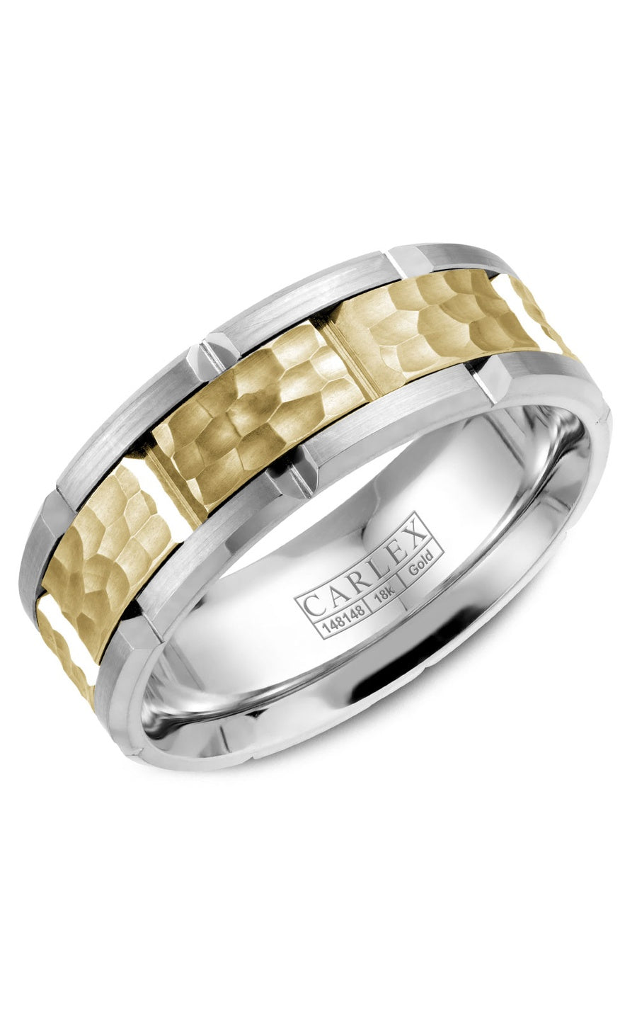 18K Yellow Gold and 18K White Gold Gents Plain Wedding Band