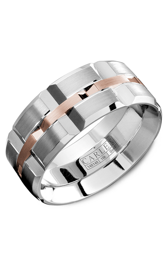 14K Rose Gold and 14K White Gold Gents Wedding Band
