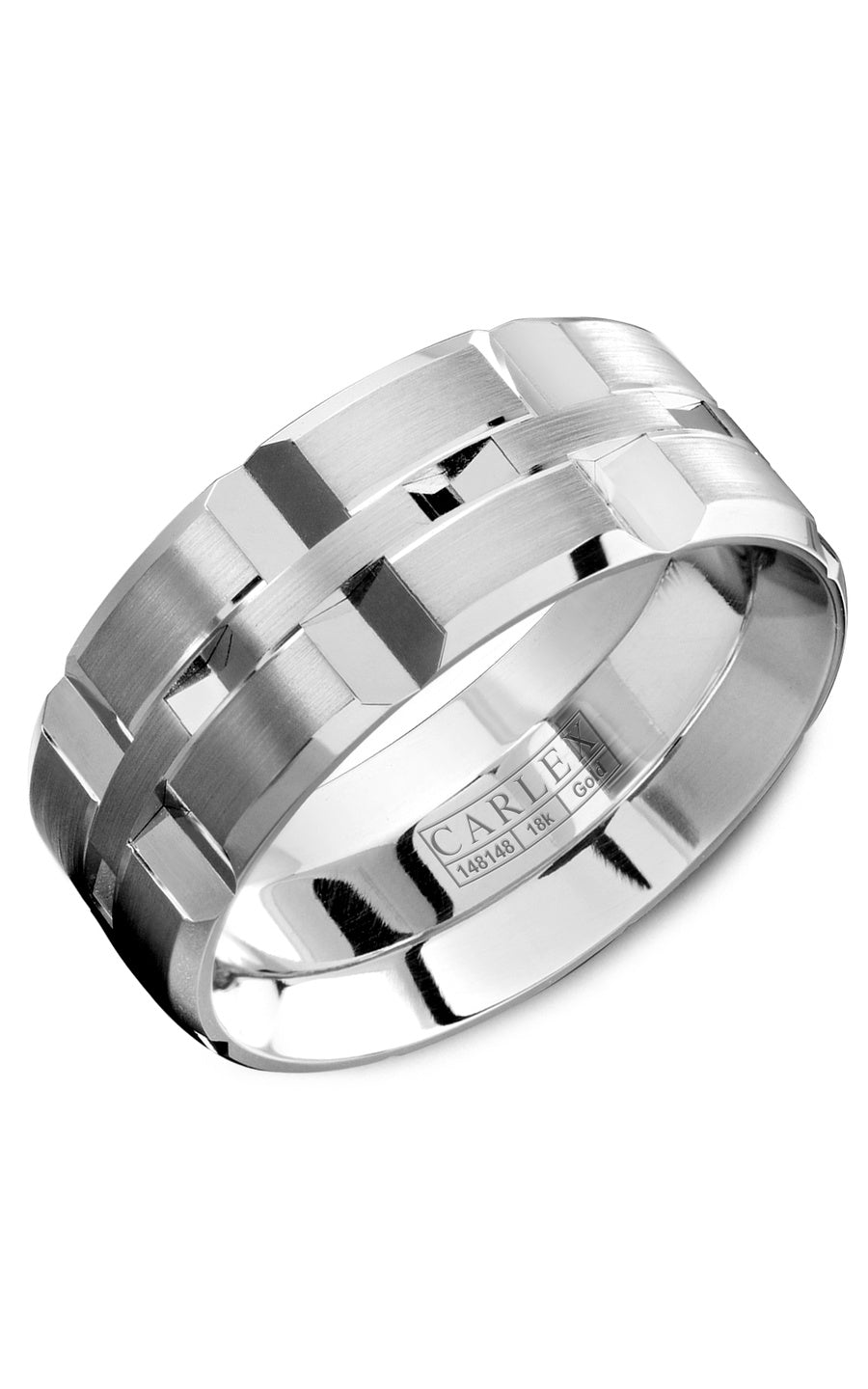18K White Gold Gents Plain Wedding Band