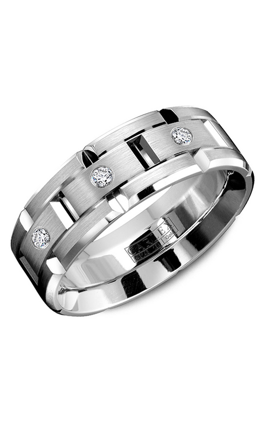 14K White Gold Gents Round Wedding Band