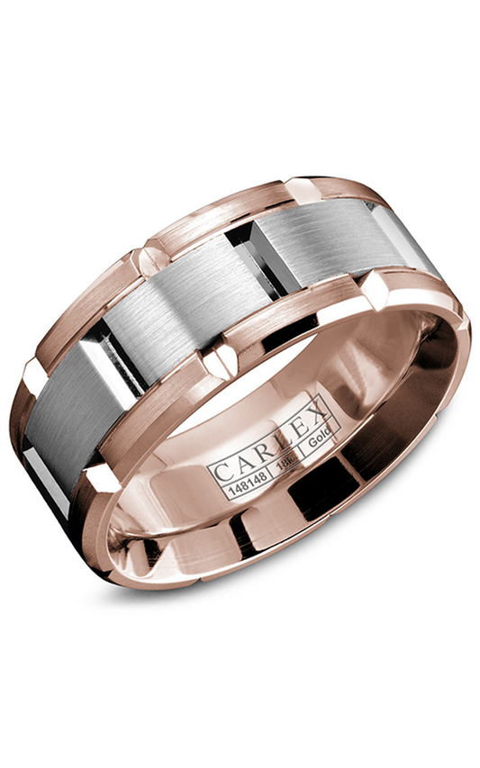 18K Rose Gold and 18K White Gold Gents Wedding Band