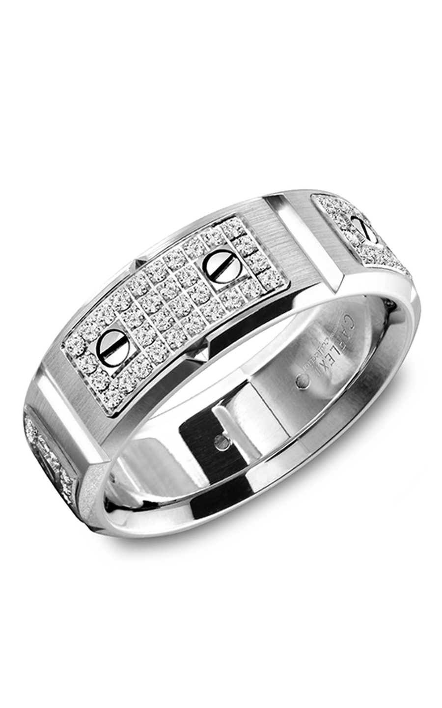 18K White Gold Gents Round Wedding Band