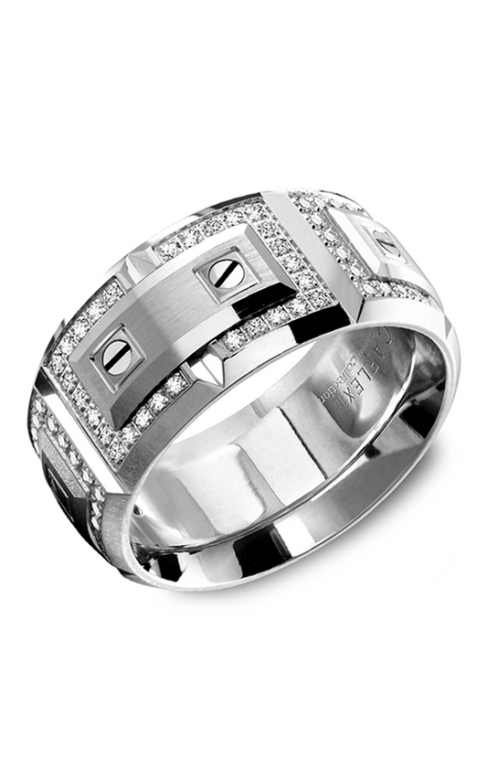 18K White Gold Gents Round Wedding Band