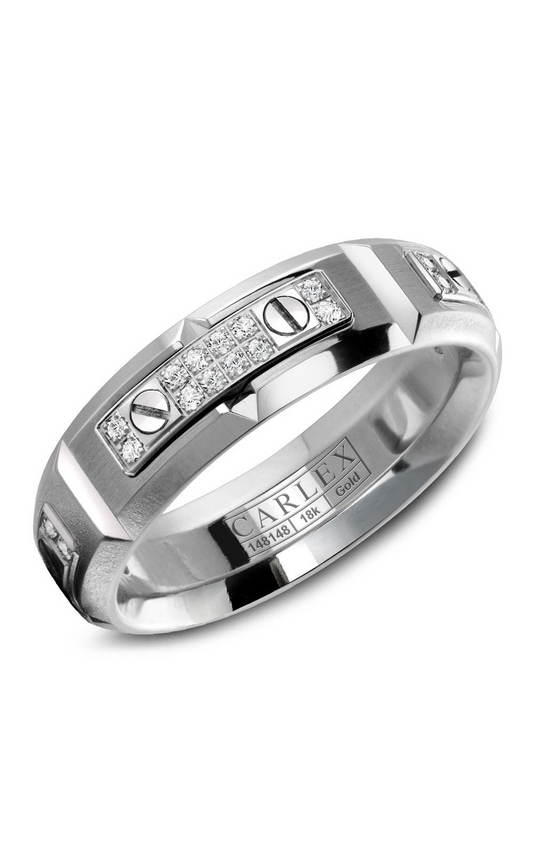 18K White Gold Gents Round Wedding Band