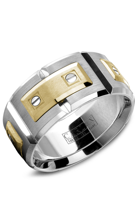 18K White Gold and 18K Yellow Gold Gents Wedding Band