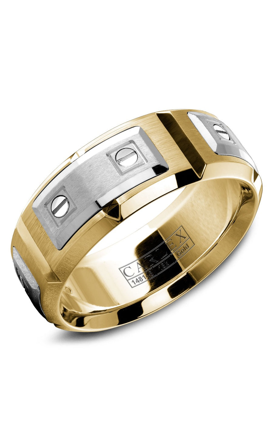 18K Rose Gold and 18K White Gold Gents Plain Wedding Band