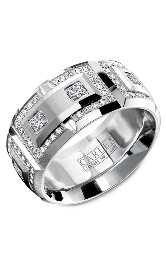 14K White Gold Gents Round Wedding Band