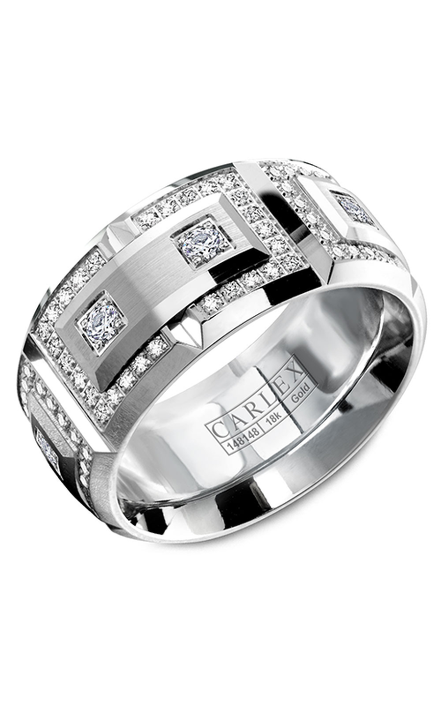 18K White Gold Gents Round Wedding Band