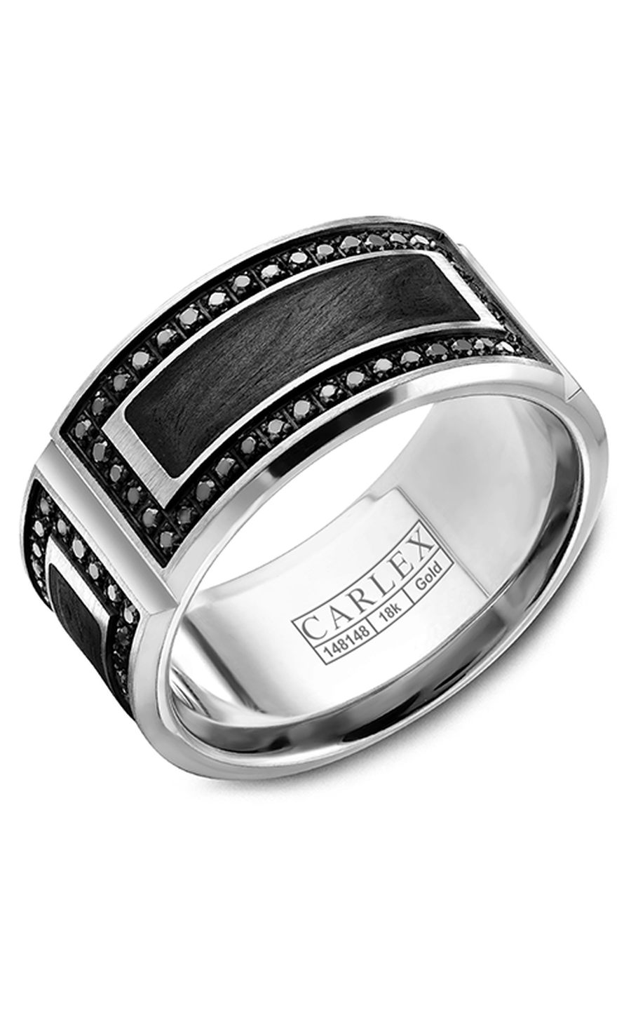 14K White Gold Gents Round Wedding Band