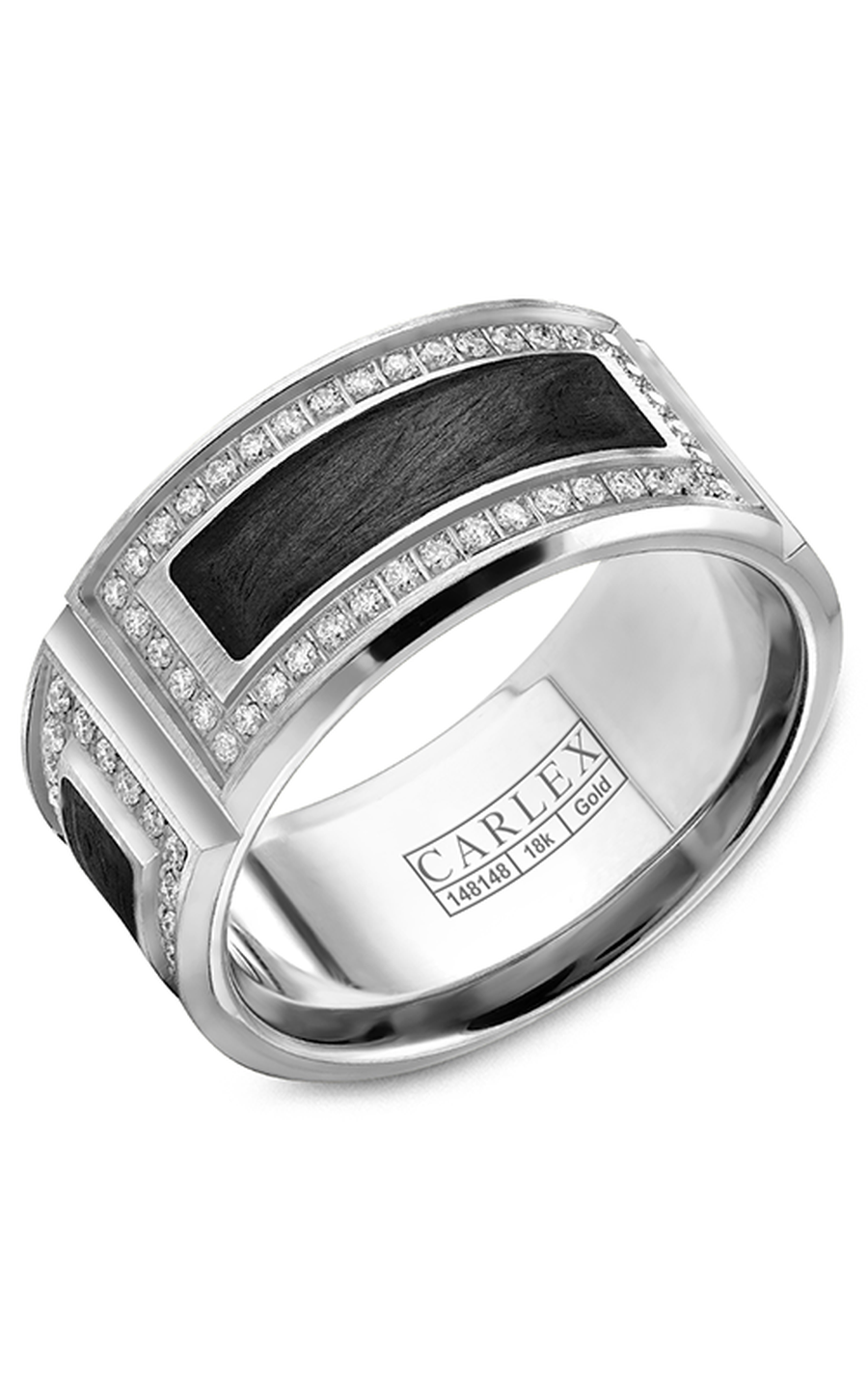 14K White Gold Gents Round Wedding Band