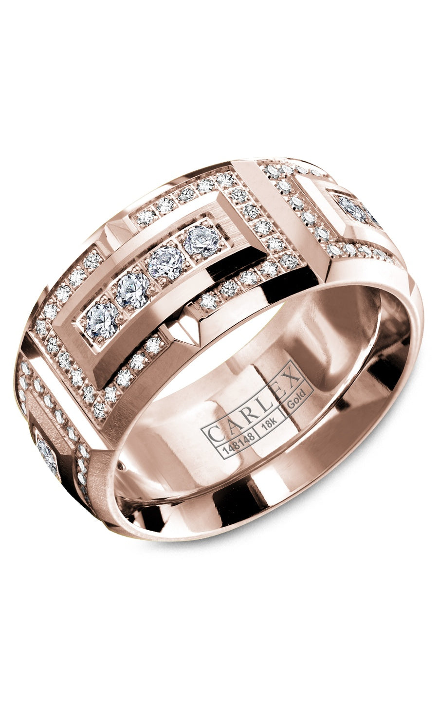 18K White Gold Gents Round Diamond Wedding Band