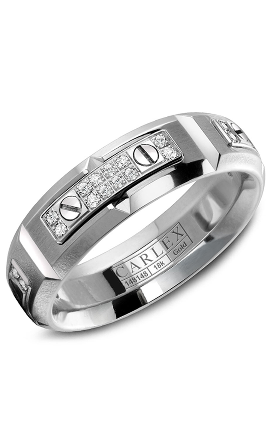 14K White Gold Gents Round Wedding Band