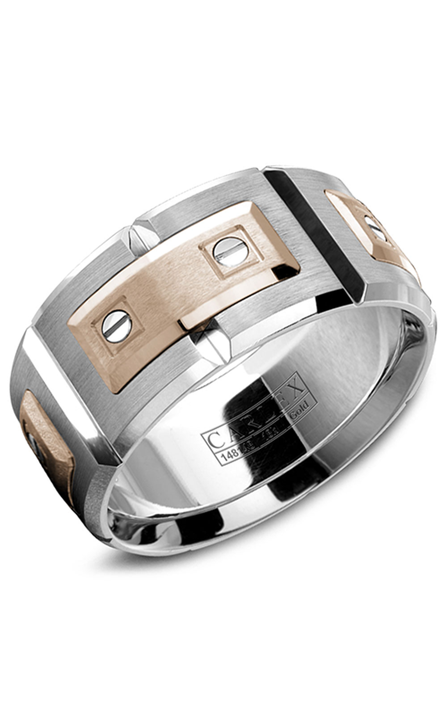 14K Rose Gold and 14K White Gold Gents Wedding Band