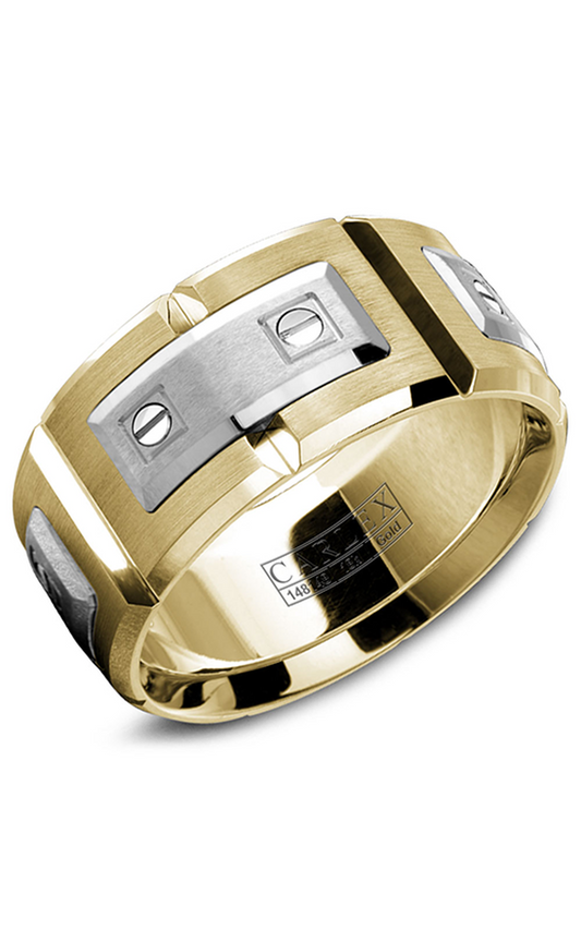 14K White Gold and 14K Yellow Gold Gents Wedding Band