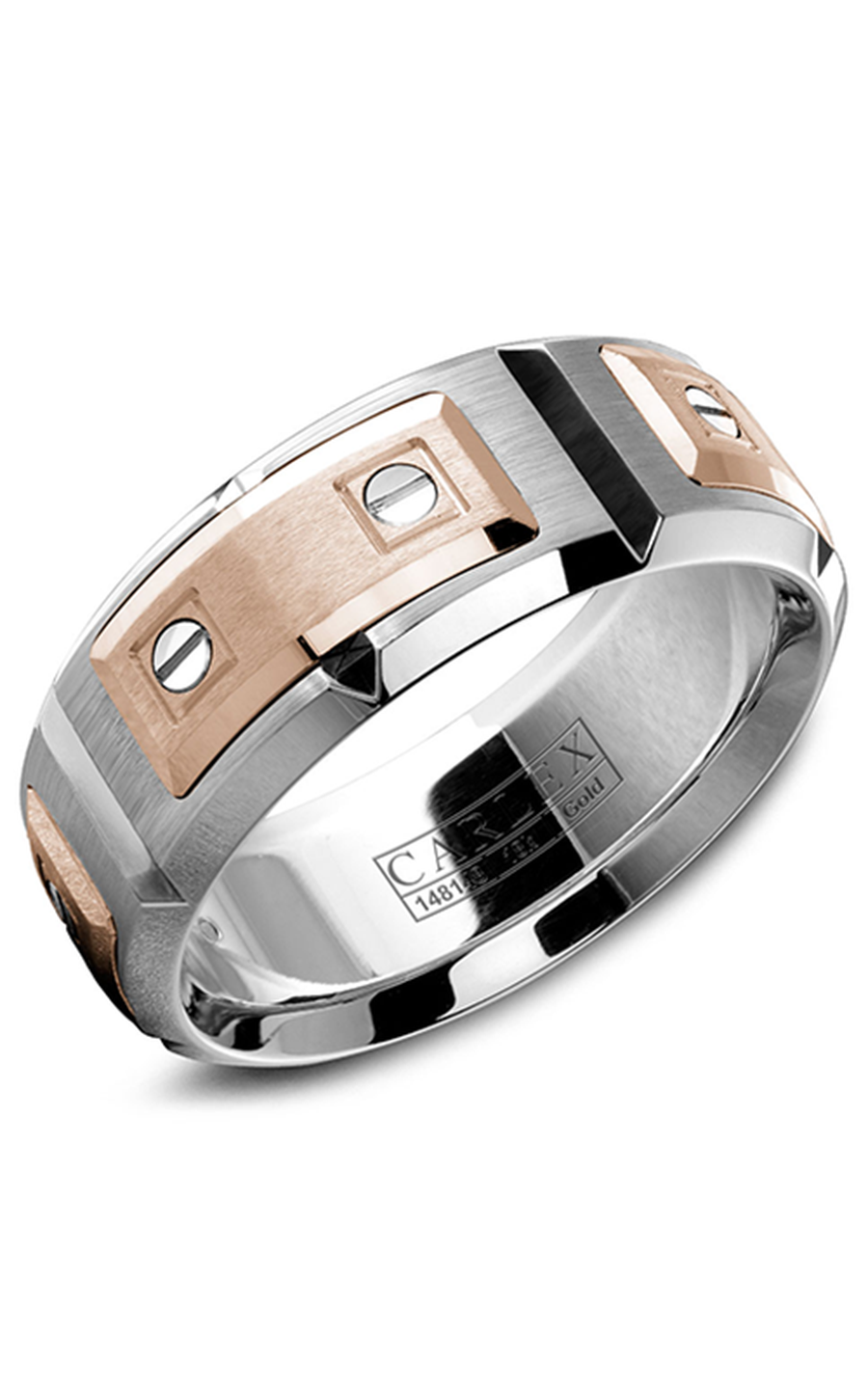 14K Rose Gold and 14K White Gold Gents Wedding Band