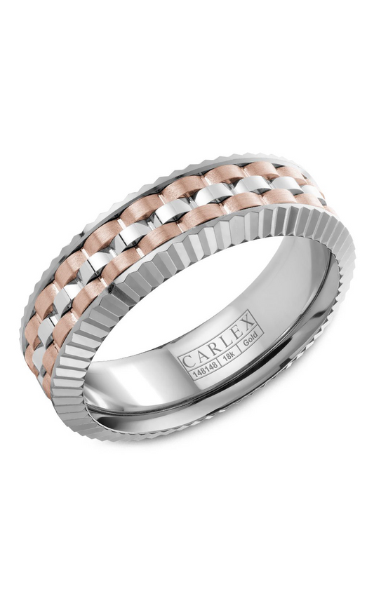 18K Rose Gold and 18K White Gold Gents Wedding Band