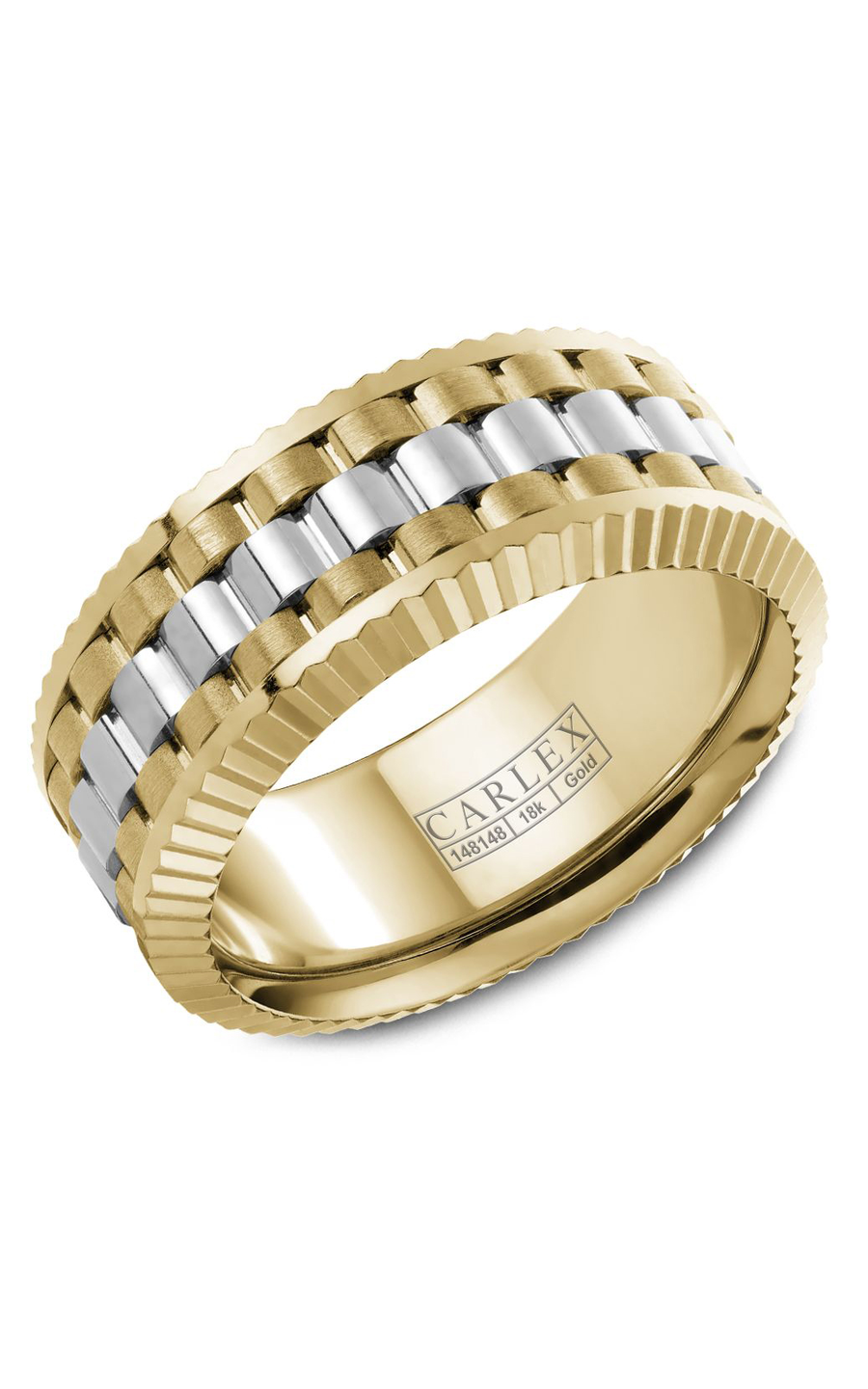 18K White Gold and 18K Yellow Gold Gents Wedding Band