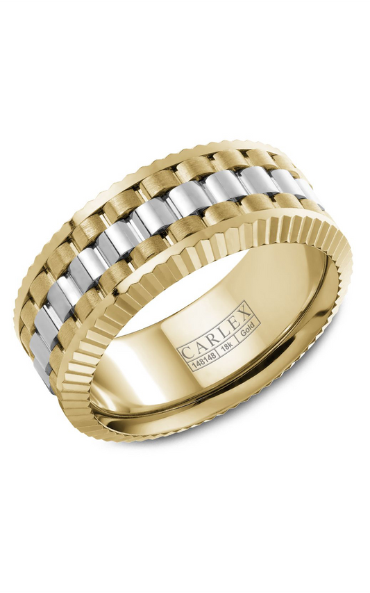 18K White Gold and 18K Yellow Gold Gents Wedding Band