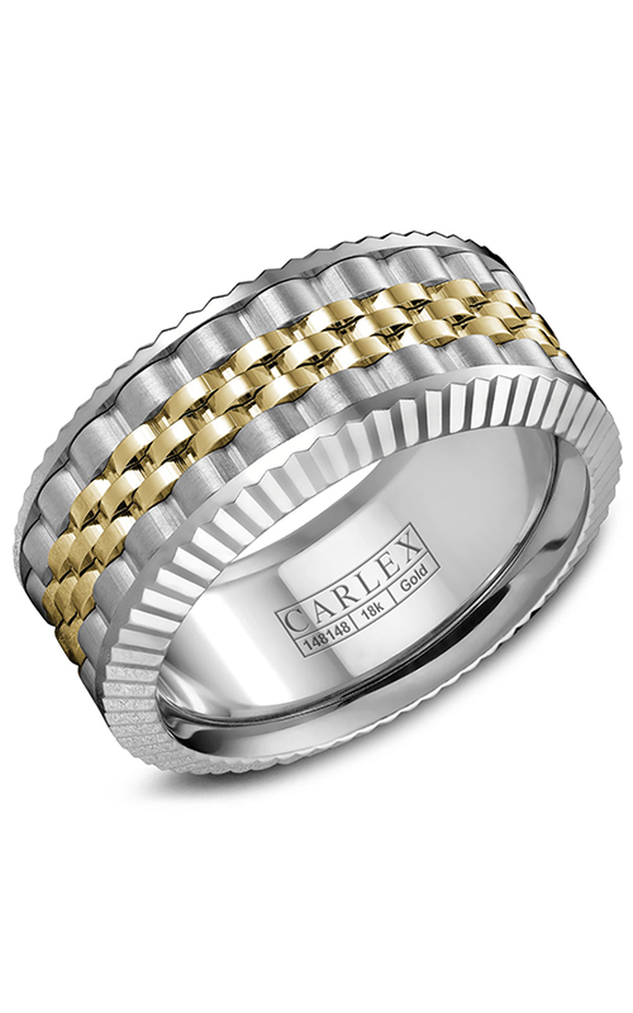 18K White Gold and 18K Yellow Gold Gents Wedding Band