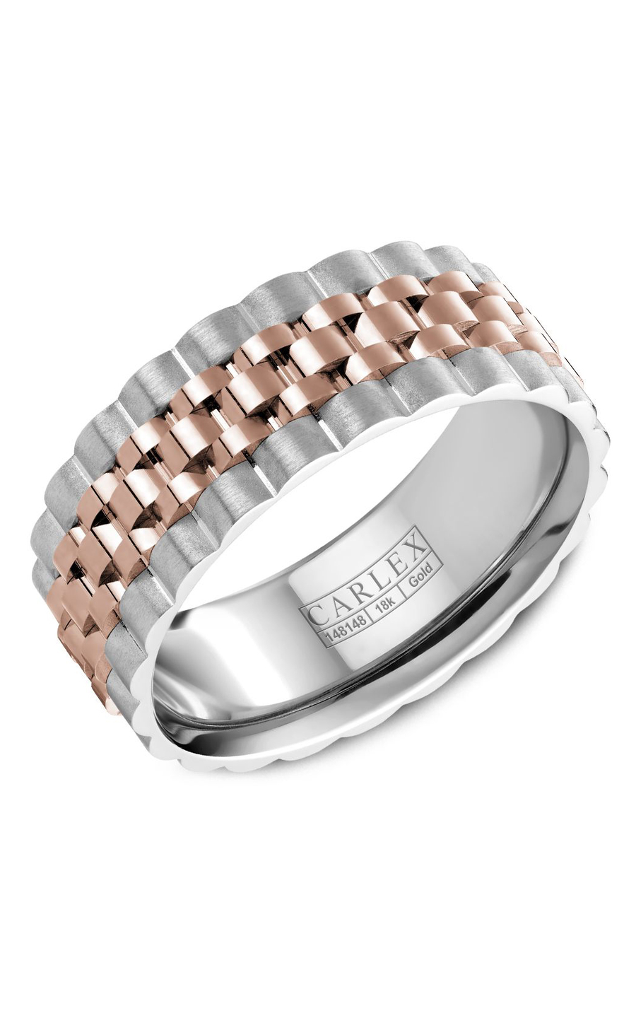 18K Rose Gold and 18K White Gold Gents Wedding Band