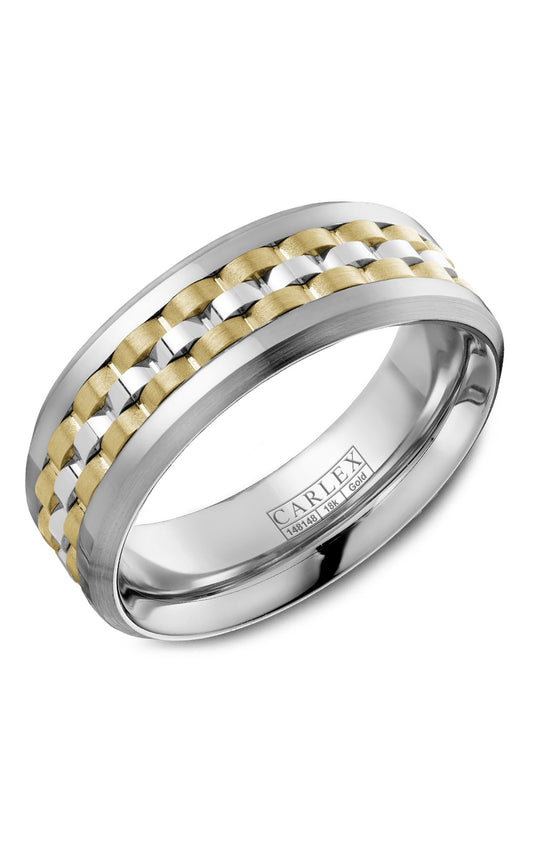 18K White Gold and 18K Yellow Gold Gents Plain Wedding Band
