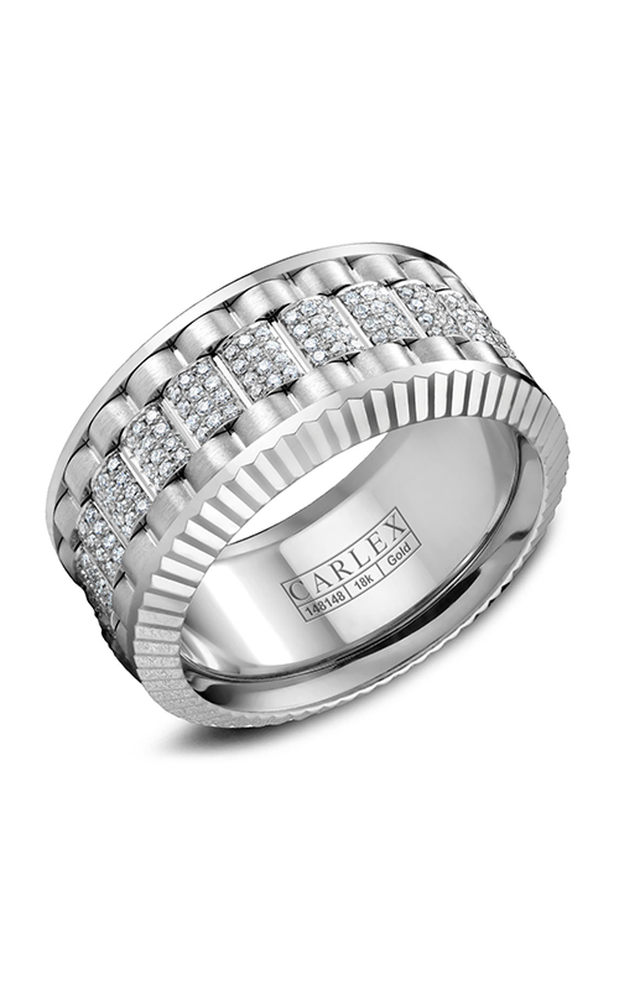 18K White Gold Gents Round Wedding Band