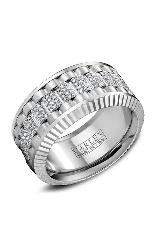 18K White Gold Gents Round Wedding Band