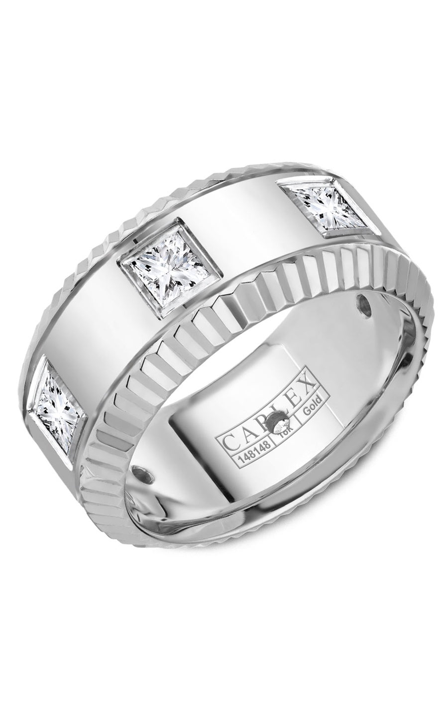 18K White Gold Gents Princess Diamond Wedding Band