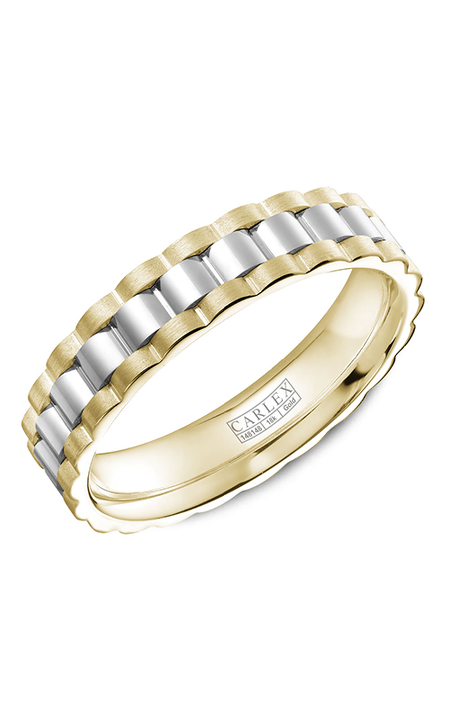 18K White Gold and 18K Yellow Gold Gents Wedding Band