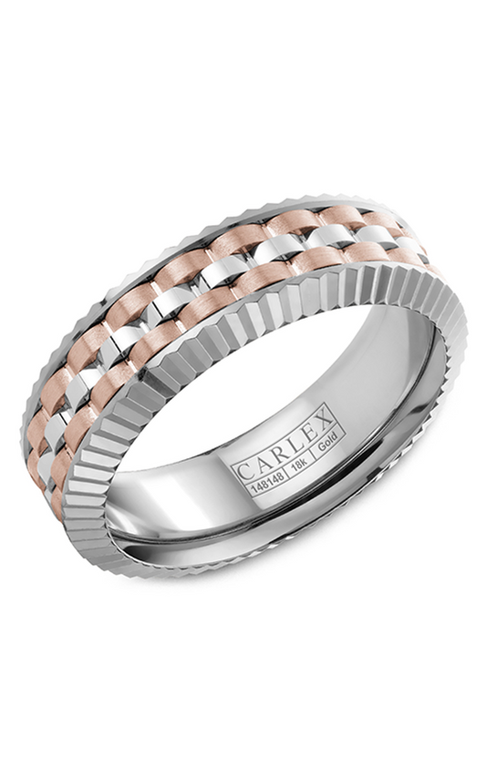 14K Rose Gold and 14K White Gold Gents Wedding Band