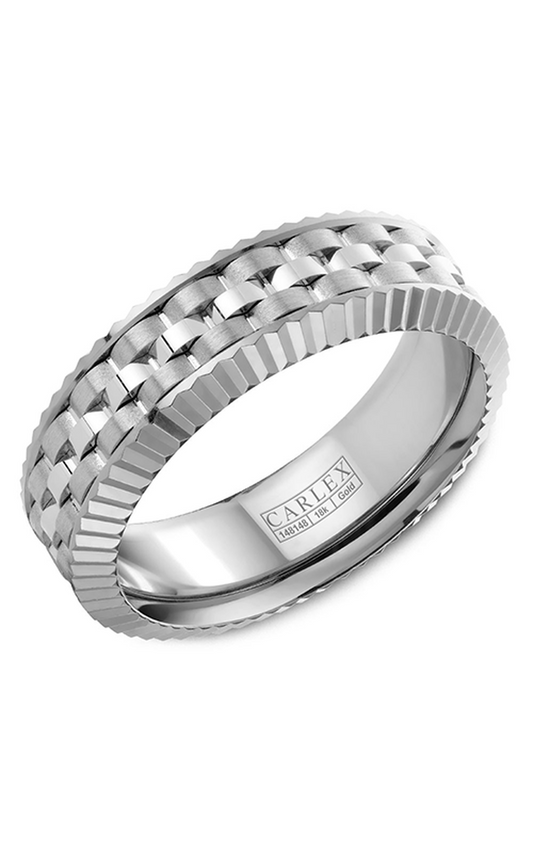 14K White Gold Gents Wedding Band