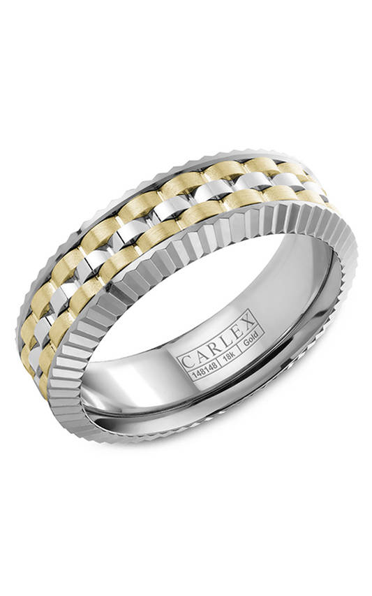18K White Gold and 18K Yellow Gold Gents Wedding Band
