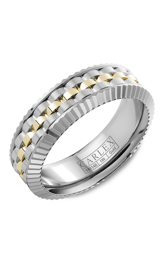 18K White Gold and 18K Yellow Gold Gents Wedding Band