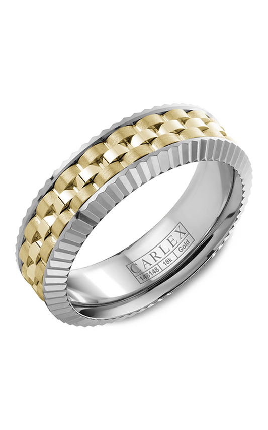 18K White Gold and 18K Yellow Gold Gents Wedding Band