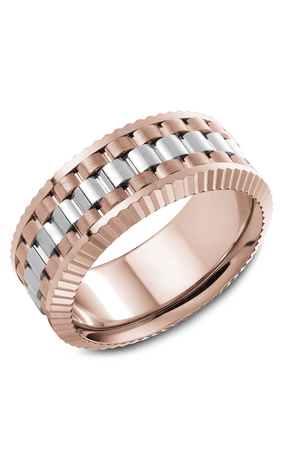 18K Rose Gold and 18K White Gold Gents Wedding Band