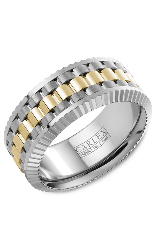18K White Gold and 18K Yellow Gold Gents Wedding Band