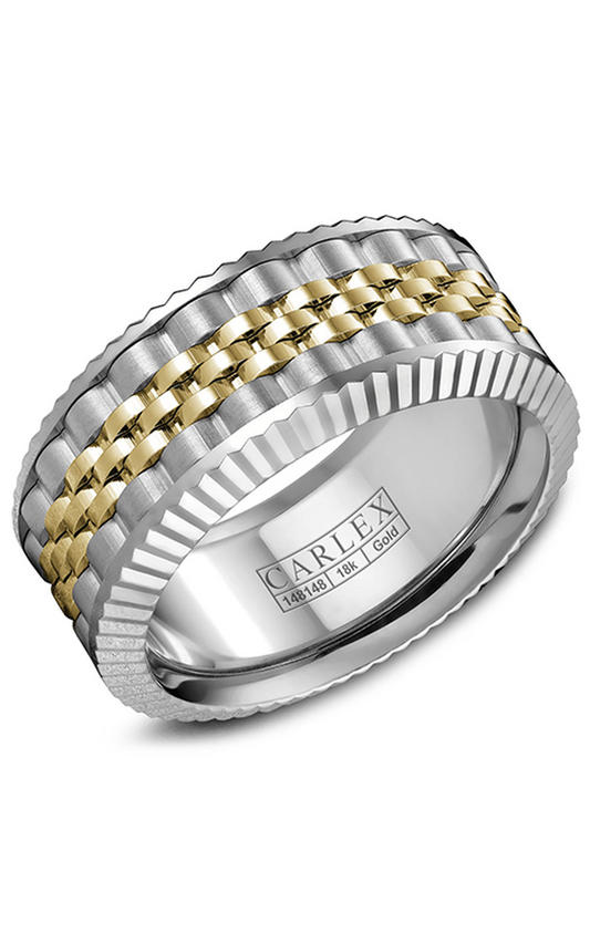 14K White Gold and 14K Yellow Gold Gents Wedding Band