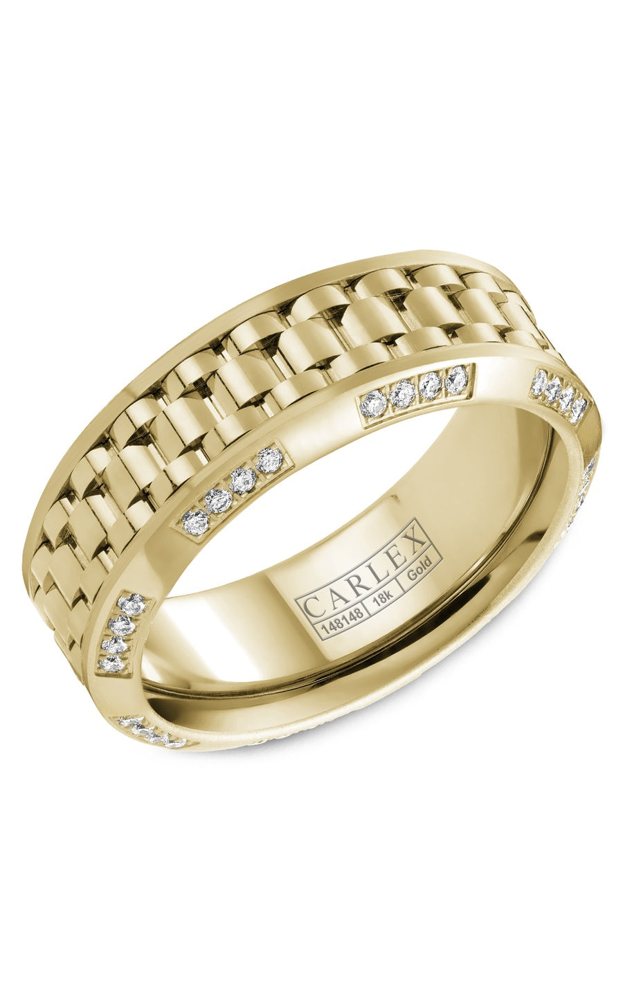 18K White Gold Gents Round Diamond Wedding Band