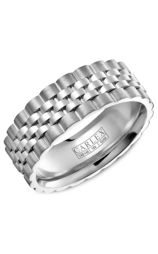 18K White Gold Gents Plain Wedding Band