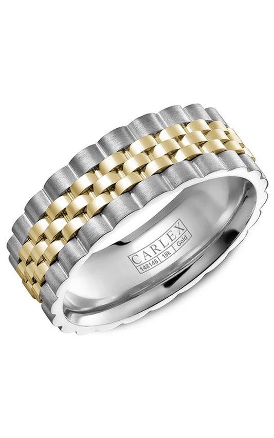 18K White Gold and 18K Yellow Gold Gents Wedding Band