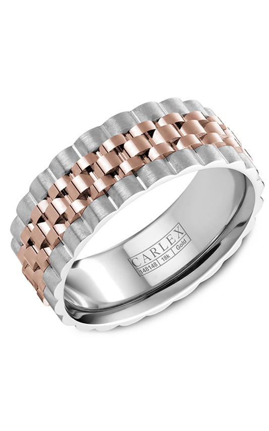 14K Rose Gold and 14K White Gold Gents Wedding Band