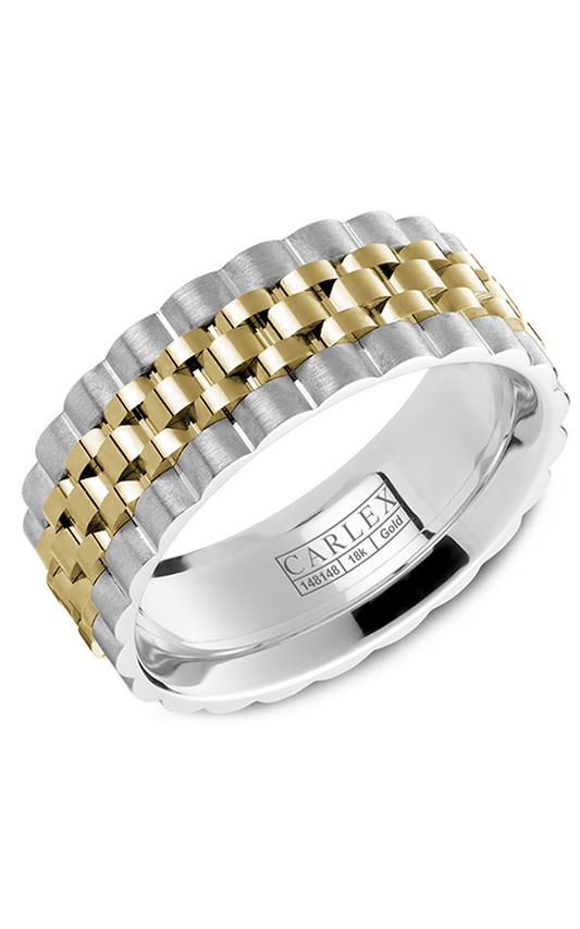 14K White Gold and 14K Yellow Gold Gents Wedding Band