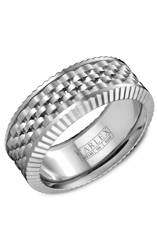 18K White Gold Gents Plain Wedding Band
