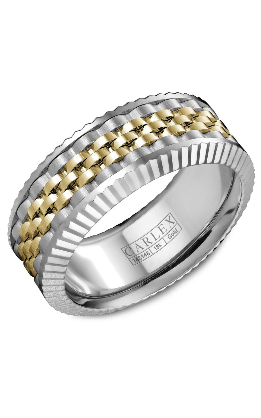 18K White Gold Gents Plain Wedding Band