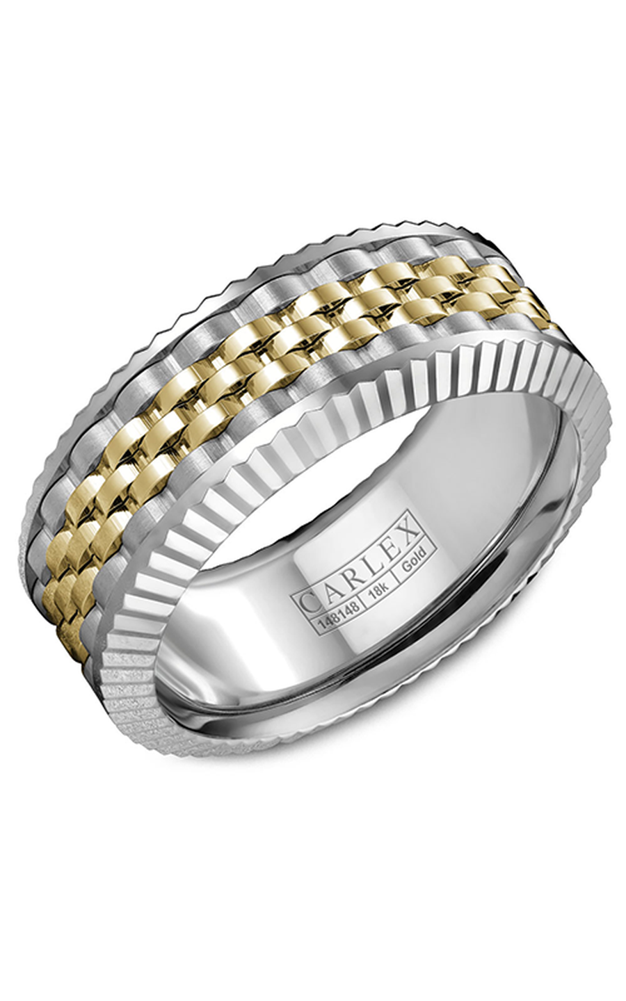 14K White Gold and 14K Yellow Gold Gents Wedding Band