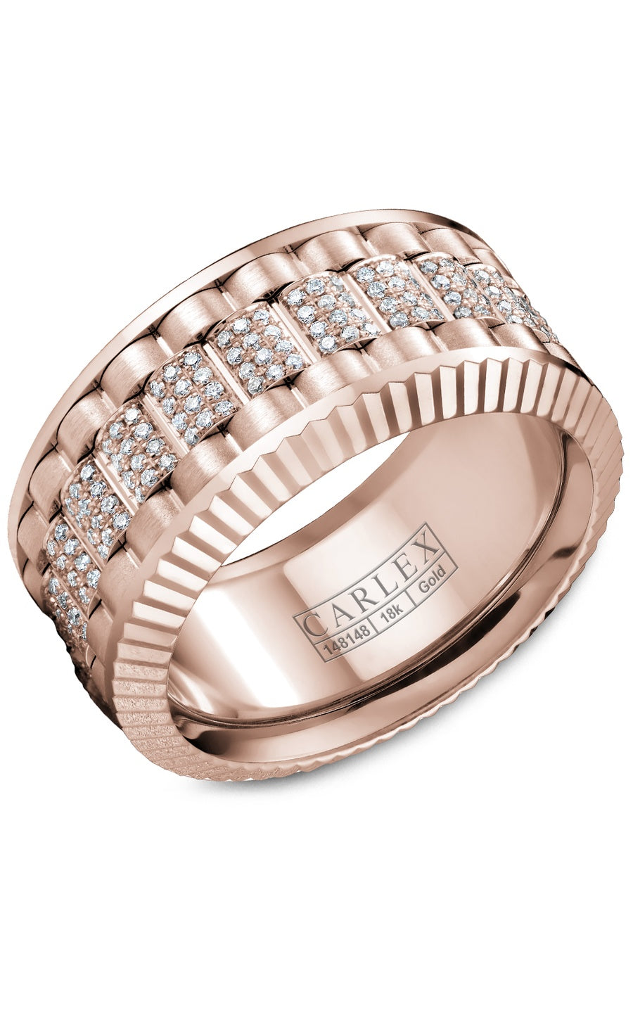 18K Rose Gold Ladies Round Diamond Wedding Band